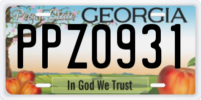 GA license plate PPZ0931