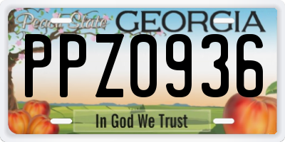 GA license plate PPZ0936