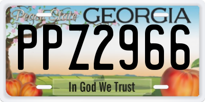GA license plate PPZ2966