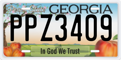 GA license plate PPZ3409