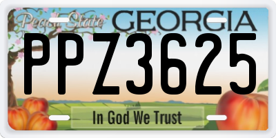GA license plate PPZ3625