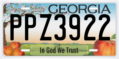 GA license plate PPZ3922