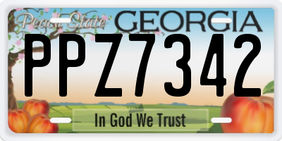 GA license plate PPZ7342