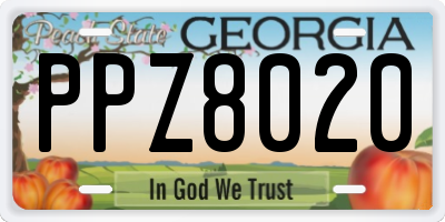 GA license plate PPZ8020