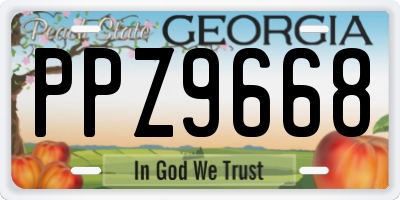 GA license plate PPZ9668