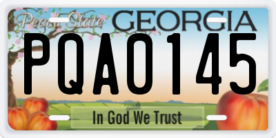 GA license plate PQA0145