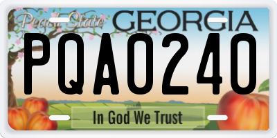 GA license plate PQA0240