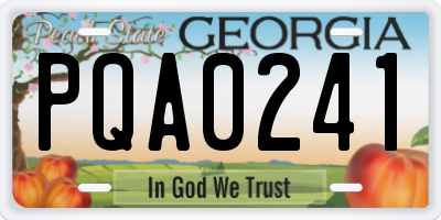 GA license plate PQA0241