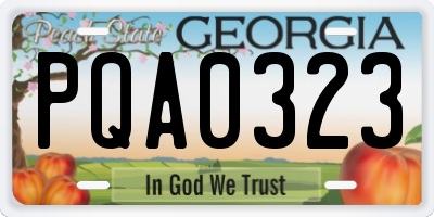 GA license plate PQA0323