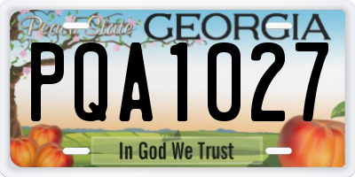 GA license plate PQA1027