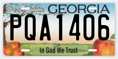 GA license plate PQA1406