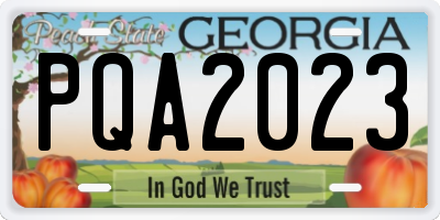 GA license plate PQA2023