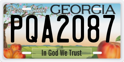 GA license plate PQA2087