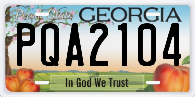 GA license plate PQA2104