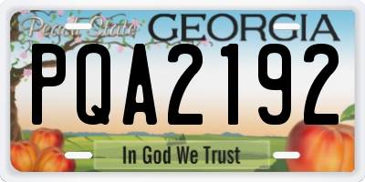 GA license plate PQA2192