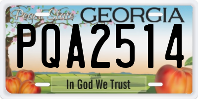 GA license plate PQA2514