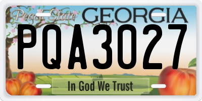 GA license plate PQA3027