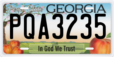 GA license plate PQA3235