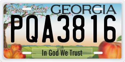 GA license plate PQA3816