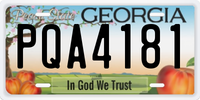 GA license plate PQA4181