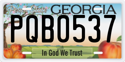 GA license plate PQB0537