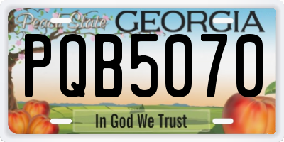 GA license plate PQB5070