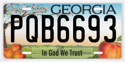 GA license plate PQB6693