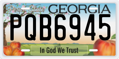 GA license plate PQB6945
