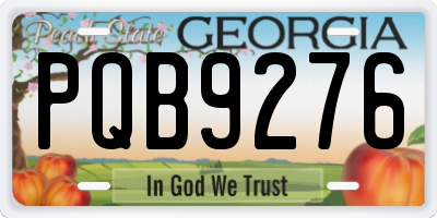 GA license plate PQB9276