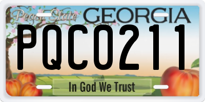 GA license plate PQC0211