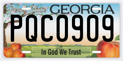 GA license plate PQC0909