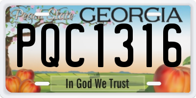 GA license plate PQC1316