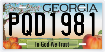 GA license plate PQD1981