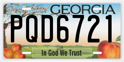 GA license plate PQD6721
