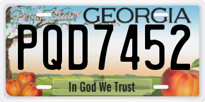 GA license plate PQD7452