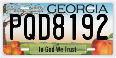 GA license plate PQD8192