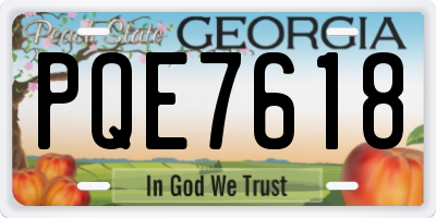 GA license plate PQE7618
