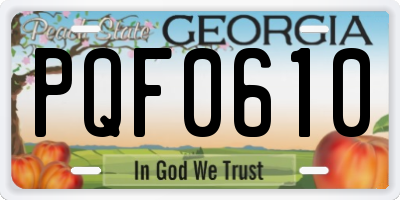 GA license plate PQF0610