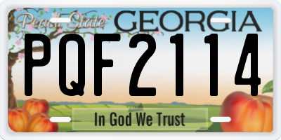 GA license plate PQF2114