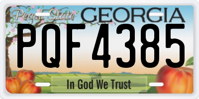 GA license plate PQF4385