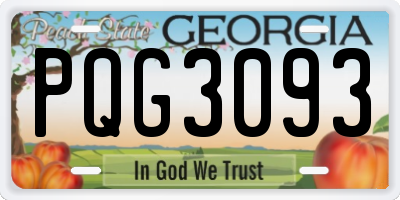 GA license plate PQG3093