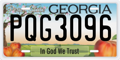 GA license plate PQG3096