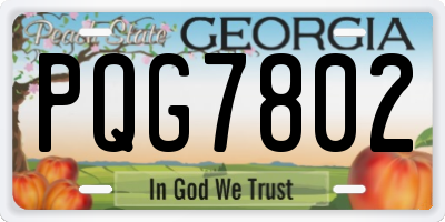 GA license plate PQG7802