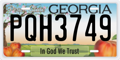 GA license plate PQH3749