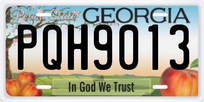 GA license plate PQH9013