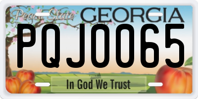 GA license plate PQJ0065