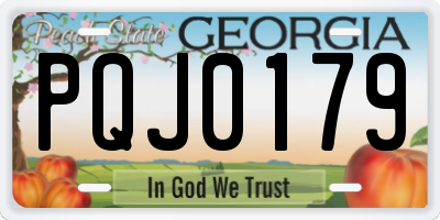 GA license plate PQJ0179