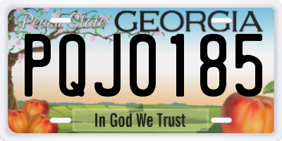 GA license plate PQJ0185