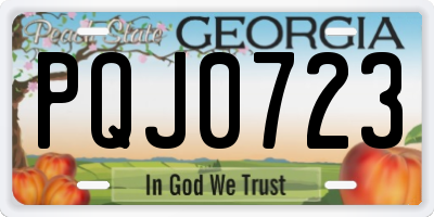 GA license plate PQJ0723