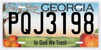 GA license plate PQJ3198